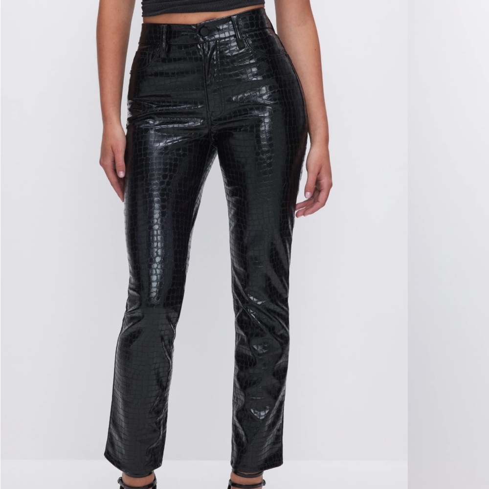 Good American faux leather pants. Snakeskin. Soft and comfortable